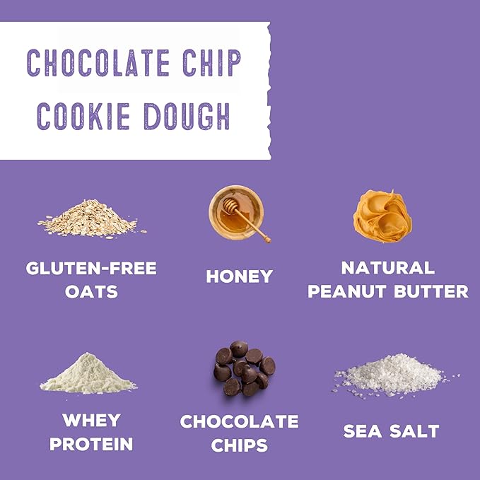 simplyFUEL Whole Food Protein Balls with Probiotics - Chocolate Chip Cookie Dough Snacks - 8g Protein Snack - Gluten Free Energy Balls
