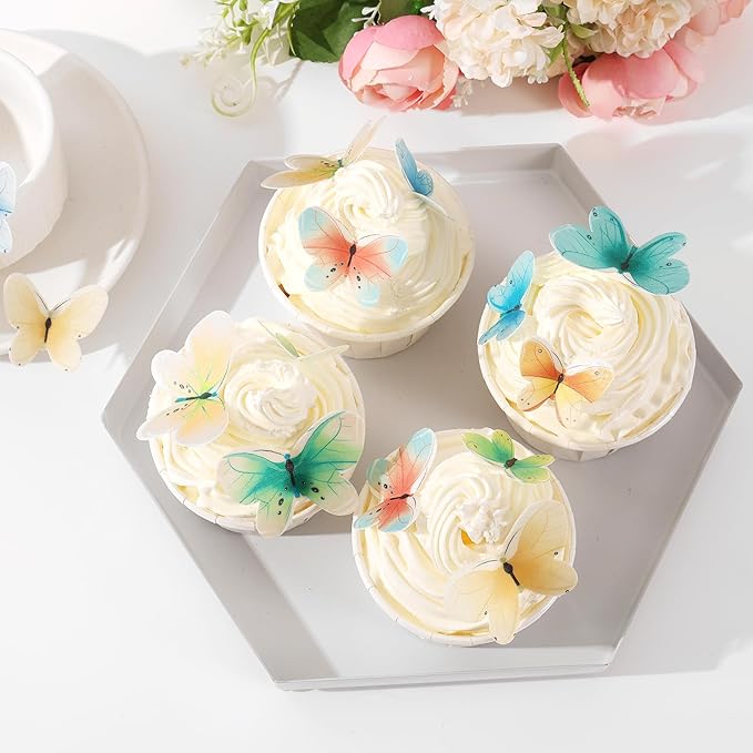 YOcity Edible Butterflies for Cake Decorating 3D Edible Wafer Paper Butterfly Cupcake Toppers for Wedding Baby shower Birthday Party Cupcakes Decorations (40pcs Mix Color and Assorted Size)