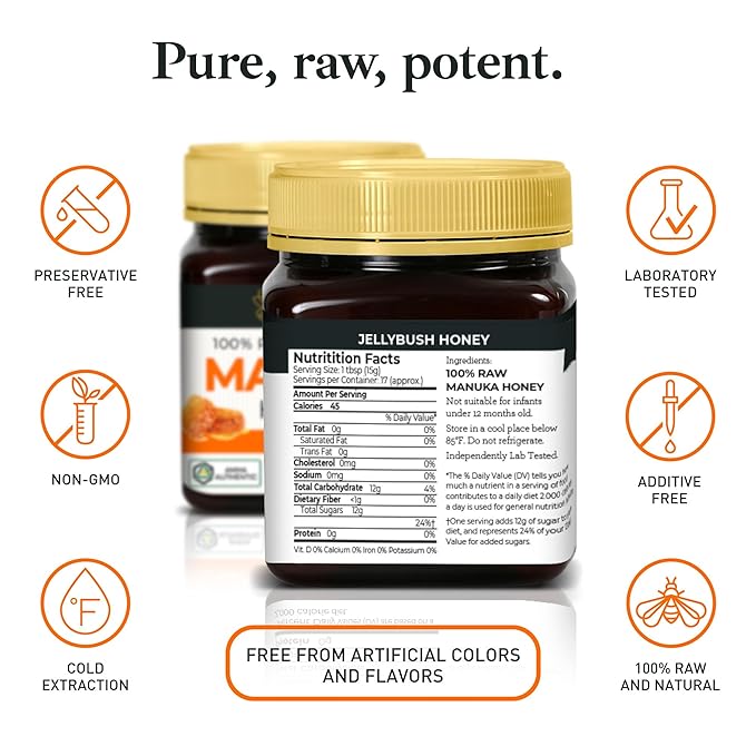 Raw Manuka Honey MGO 260+ /10+ - 8.8oz (250g) Medicinal Strength - High Certified Rating - BPA Free Jar - Cold Extraction - Independently Verified