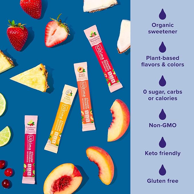 Ultima Replenisher Daily Electrolyte Powder Drink Mix ??Sugar Free ??Mocktini Variety, 16 Stickpacks ??Hydration Packets with 6 Key Electrolytes and Trace Minerals ??Keto Friendly, Non-GMO