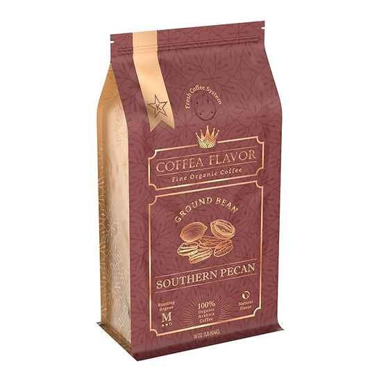 Southern Pecan Flavored Ground Coffee ??Medium Roast, 100% Arabica, Single Origin ??Organic, Naturally Flavored, No Artificial Additives ??by Coffea Flavor
