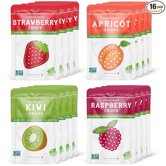 Nature?™s Turn Freeze-Dried Fruit Crisps ??Healthy, Gluten-Free, Crispy & Delicious, Plant-Based Snack, Ideal for Cereal, Smoothies, School Lunches, & On-the-Go, Sour Variety, Pack of 16 (0.53 oz Each)