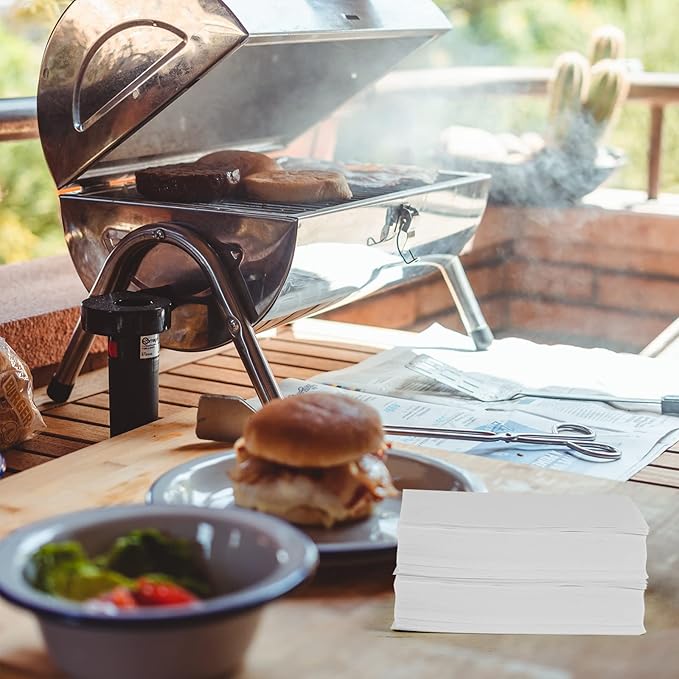 Yenmoz 500 PCS Hamburger Patty Paper White Square Parchment Paper Non-Stick Food Grade Burger Paper Sheets 4.75 x 4.75 Inch for Preparing and Storaging Patties Bakings and More