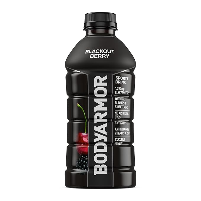 BODYARMOR Sports Drink Sports Beverage, Blackout Berry, Coconut Water Hydration, Natural Flavors With Vitamins, Potassium-Packed Electrolytes, Perfect For Athletes, 28 Fl Oz (Pack of 15)