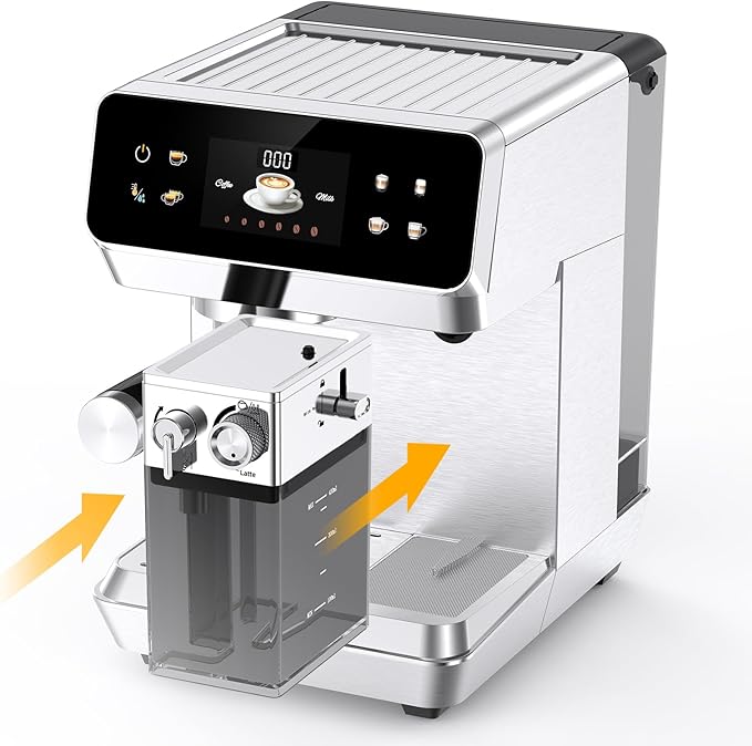 Cappuccino Machine Dual Boiler, Espresso Machines Dual Boiler 20Bar with Touchscreen, Automatic Milk Frother Compact Cappuccino Expresso Maker For For Home, Office