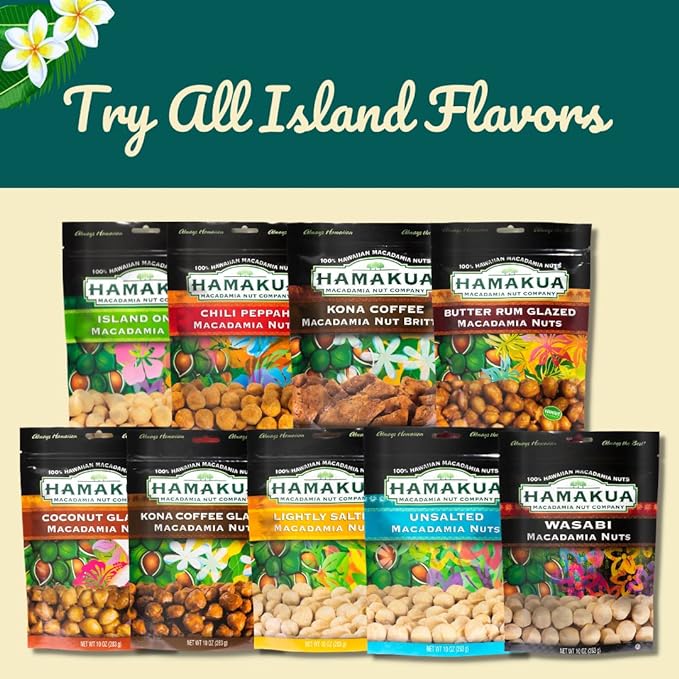 Hamakua Macadamia Nuts - Lightly Salted - Hawaiian Grown Dry Roasted Half and Whole Macadamias with Salt - Natural Eco-Friendly Large Macadamia Nuts