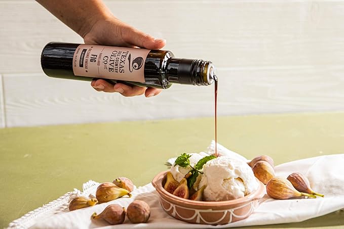 Fig Balsamic Vinegar - Gourmet Barrel Aged Infused Balsamic Vinegar - Great for Dressing Dipping Glazing - No Artificial Flavors or Added Sugar - Made in Texas (8.5 oz, 2 Pack)