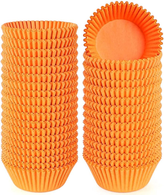 Caperci Standard Orange Cupcake Muffin Liners 500-Count, No Smell, Food Grade & Grease-Proof Paper Baking Cups (Orange)