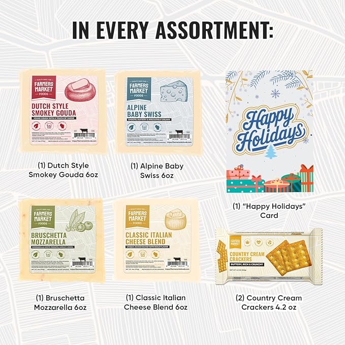 Farmers Market, Gluten Free, Keto, Paleo, Low Sodium, Zero Sugar, Wisconsin Cheese Gift Sets, World Cheese Assortment