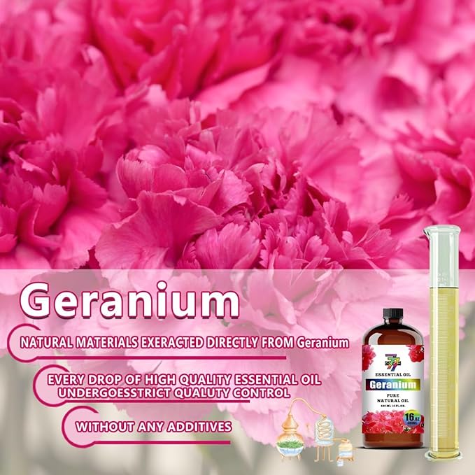 Geranium Essential Oil (16 oz / 480 ml) ??Geranium Oils for diffusers, humidifiers, Home Baths, Cleaning Products, Yoga, DIY Soaps and DIY Scented Candles
