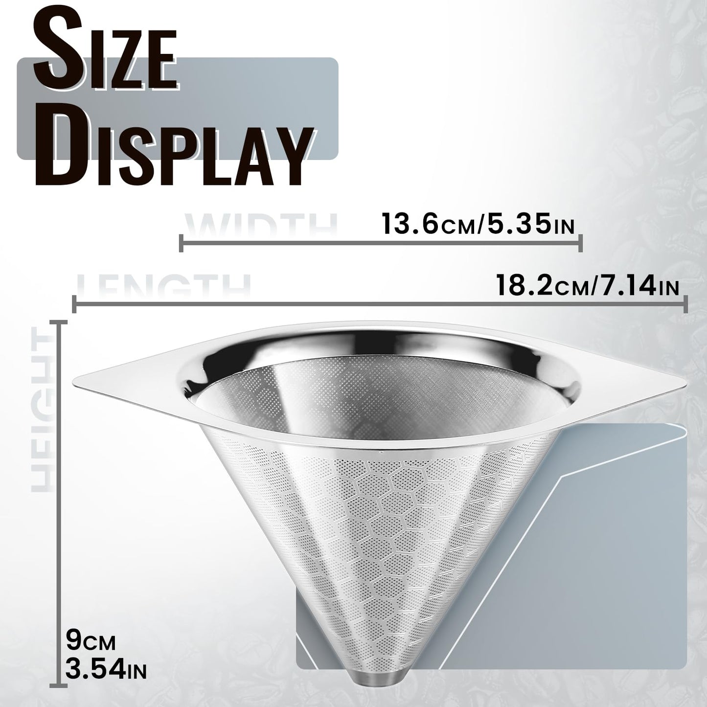 HAPYHOOM Reusable Stainless Steel Coffee Filter for Chemex 6/8/10 Cup, Bodum & Hario V60, Fine Mesh