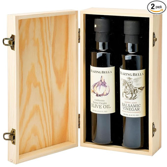 Blazing Bella Olive Oil and Balsamic Vinegar Two Bottle Gift Set (Traditional Aged Balsamic and