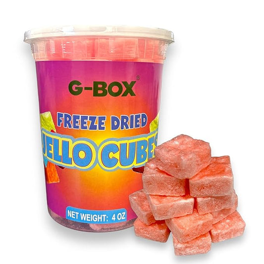 G-Box Freeze-Dried Jello Cubes - 4 oz | USA-Made Freeze Dried Jelly | Freeze-Dried Candy| Trending TikTok Snack, TikTok Trend Items, Fruit Jelly Candy, Freeze Dried Peaches (Peach, Large)
