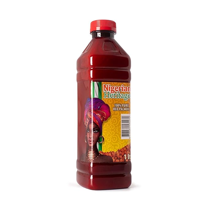 Nigerian Heritage 100% Red Palm Oil 33.81 Fl Oz ??Pure Red Palm Oil for Cooking ??Natural African Palm Fruit Oil, Authentic Pure Red Oil for Stews, Sauces, and More, 1 Liter Bottle