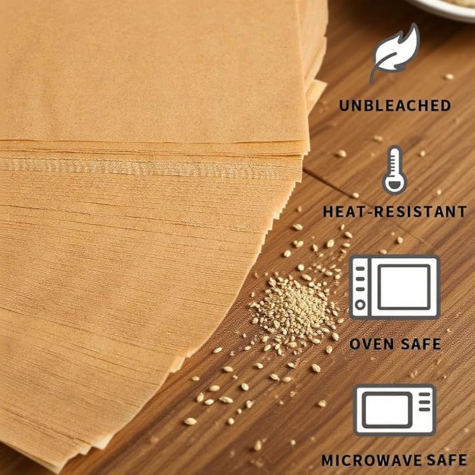 300 PCS Parchment Paper Sheets, YULEER 9x13 Inches Non-Stick Precut Baking Parchment with Silicone Brush, Unbleached Baking Sheets, Half Sheet for Baking Cooking Grilling Roasting, Bread Cookie Cake