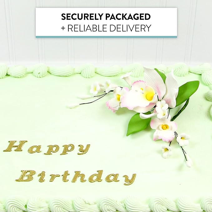 Global Sugar Art Cymbidium Orchid Spray Sugar Cake Flower, Pink, 1 Count by Chef Alan Tetreault