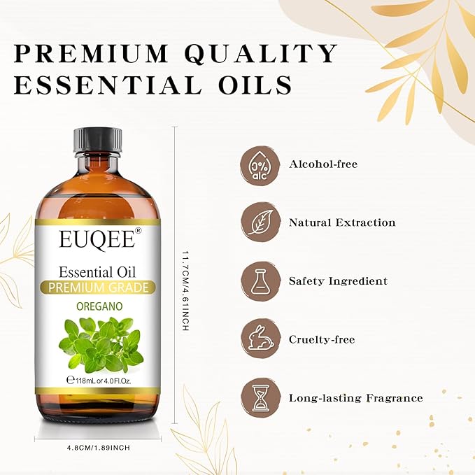 Oregano Essential Oil 4oz / 118ML Large Capacity Oregano Oil Pure Aromatherapy Essential Oils with Glass Dropper for Candle Soap Making, Diffusers