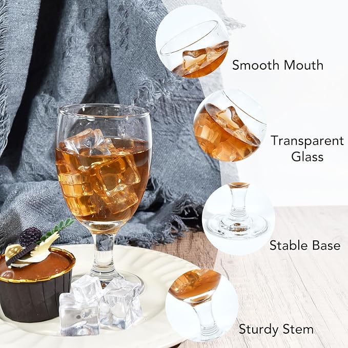 16OZ Water Goblets Set of 6, Clear Goblet Glasses Set for Home Bar, Wedding, Party, Elegant Design for Iced Tea, Sangria, Juice, Dishwasher Safe, Perfect for Daily Use Special Occasions