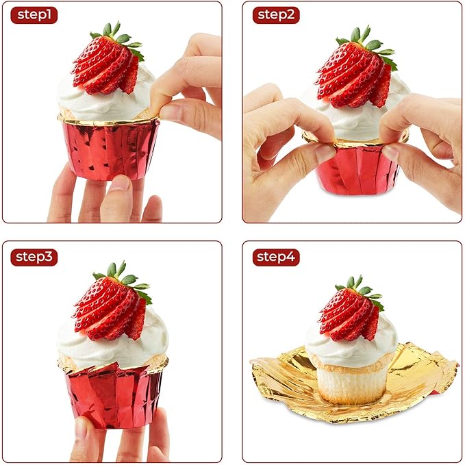 Cupcake Liner, Eusoar 50pcs 3.5 Ounce Disposable Pudding Holders, Muffin Liners, Aluminum Foil Baking Cups, Muffin Baking Cups, Foil Ramekins, Muffin Pan, Cupcake Wrappers, Cupcake Ramekin Holder Cups