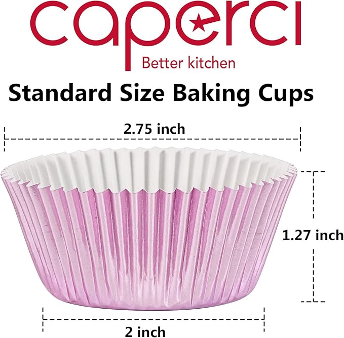 Caperci Orchid Purple Foil Cupcake Liners Standard Muffin Wrappers Greaseproof Baking Cups, 150-Pack