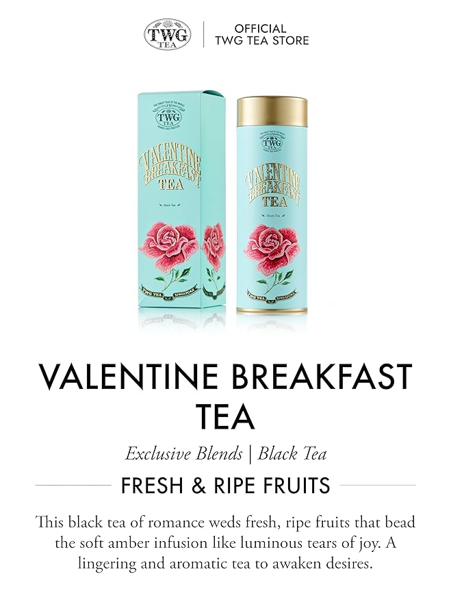TWG Tea | Valentine Breakfast Tea | Black Tea | Sugar Pearls & Berries | Haute Couture Tin, 100g | Gift Set