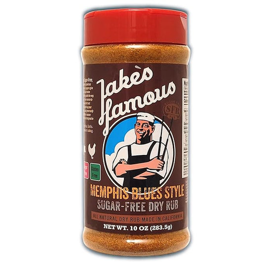 Jake?™s Famous Memphis Rub, BBQ Rub 10 Oz Sugar Free, Gluten Free, Seasoning Mix for Ribs, Pork, Brisket, Beef, Classic Southern Barbecue Rub for Smoking & Grilling