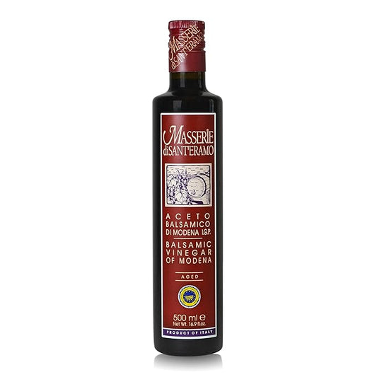 Italian Aged Balsamic Vinegar of Modena, Made in Italy, Aceto Balsamico di Modena IGP - Masserie di Sant'Eramo - 16.9 Fl Oz (Pack 1)