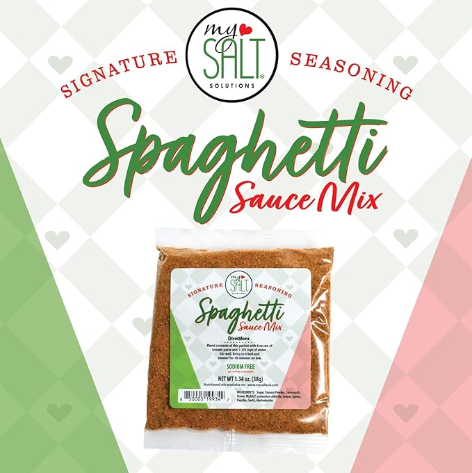 MySALT Spaghetti Sauce Mix 3 Pack – Sodium Free Seasoning for Classic Spaghetti Night – Easy Low Sodium Meal Prep with Comfort Food Flavor