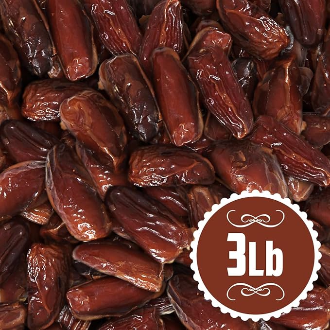 Pitted Dates 3lbs pack of Deglet Noor Dates Pitted, Bulk, Delicious and Nutritious Deglet Date Ideal for Baking, Energy Bites and Salads, Whole Dried and Ready to Eat