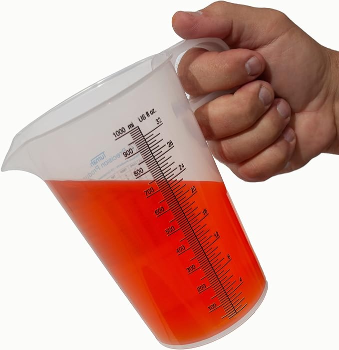 32oz (1 Quart) Measure Pitcher with Convenient Conversion Chart ??Extra Strong Food Grade ??Great for Cooking, Home Hobbies, Shop Oil and Fluids, Spa Chemicals with High Chemical Resistance by Turnah