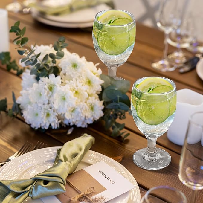 16OZ Water Goblets Set of 6, Clear Goblet Glasses Set for Home Bar, Wedding, Party, Elegant Design for Iced Tea, Sangria, Juice, Dishwasher Safe, Perfect for Daily Use Special Occasions