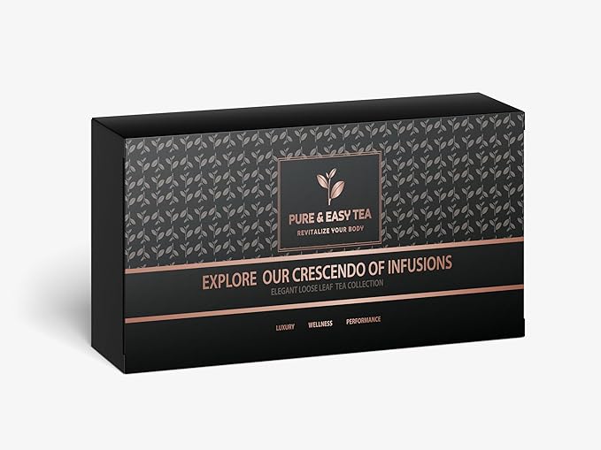 Pure And Easy Tea, Premium Loose Leaf Tea Sampler Set, 30-Count Variety Pack with 10 Herbal & Caffeinated Flavors, Natural Wellness & Luxury Tea Gift Box, 150g