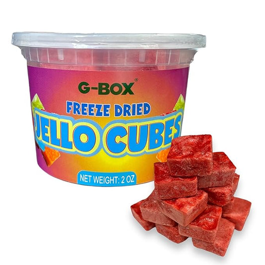 G-Box Freeze-Dried Cherry Jello Cubes - 2 oz | USA-Made Freeze Dried Cherries Jelly | Freeze-Dried Candy | Trending TikTok Snack, TikTok Trend Items, Fruit Jelly Candy (Cherry Jelly Snack)