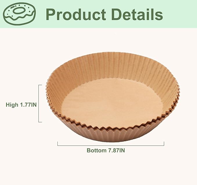 Air Fryer Liners,Disposable Airfryer Paper Liners,Non-Stick Oil-proof Water-proof for Easy Cleanup, Great for Oven, Pans & Baking,8??Round for 4-8 qt Air Fryer, Steamer, Roasting,Microwave,120 Pcs