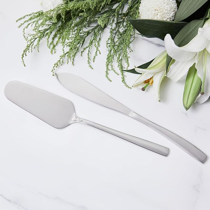 AW BRIDAL Silver Cake Cutting Set for Wedding Stainless Steel Cake Cutter Pie Server for Birthday Parties Bridal Shower Anniversary Wedding Gifts for Couples