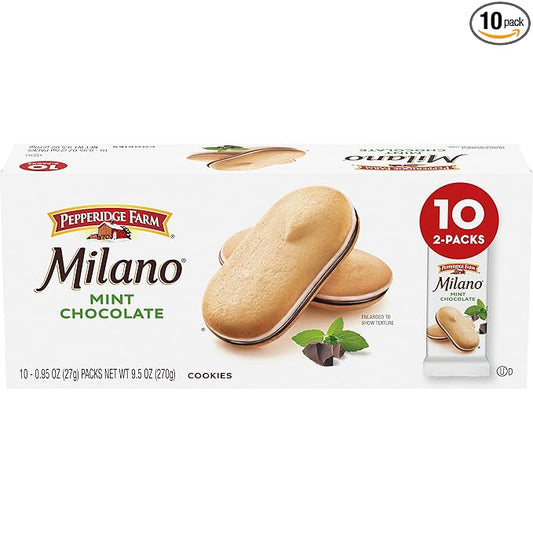 Pepperidge Farm Milano Cookies, Mint, 10 Packs, 2 Cookies per Pack