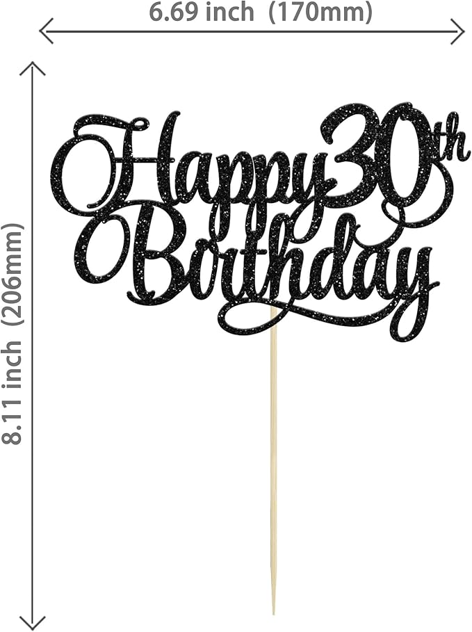 1 Pack Happy 30th Birthday Cake Topper Gold Glitter Number 30 Thirty Years Old Birthday Cake Pick Decoration For 30th Birthday Celebrating Anniversary Party Supplies