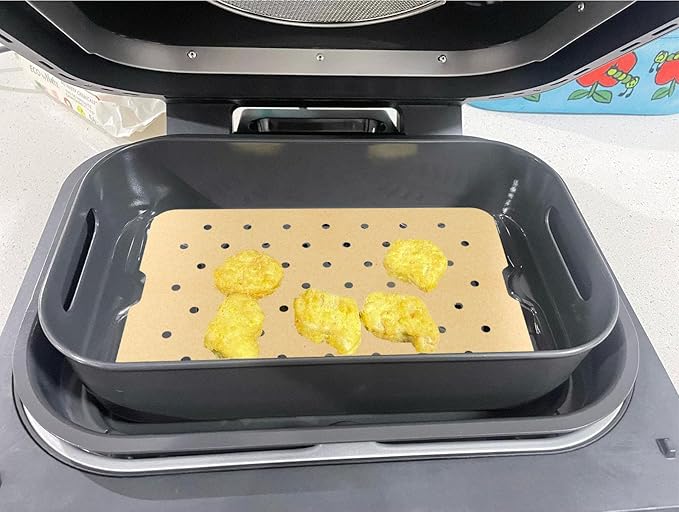 Air Fryer Basket & Paper Liner for Ninja FG551 Foodi Smart XL 6-in-1 Indoor Grill,Non-Stick Air Frying Combo Crisper Basket for Ninja Air Fryer Accessories Disposable Perforated Paper 100-Pack