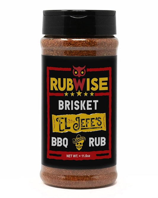 RubWise Texas Style Brisket Rub - El Jefe | Dry BBQ Rubs and Spices for Smoking & Grilling | Barbecue Meat Seasoning with Authentic Texan Flavor | Great on Beef, Steaks, Ribs & Burgers | 11.5oz