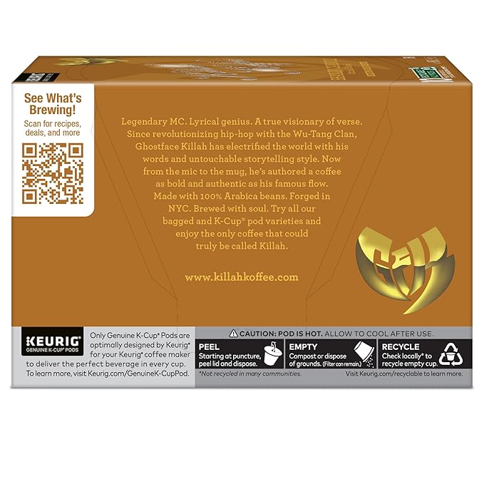 Killah Koffee Shaolin Cannoli, Keurig Single-Serve K-Cup Pods, Flavored Coffee, 10 Count