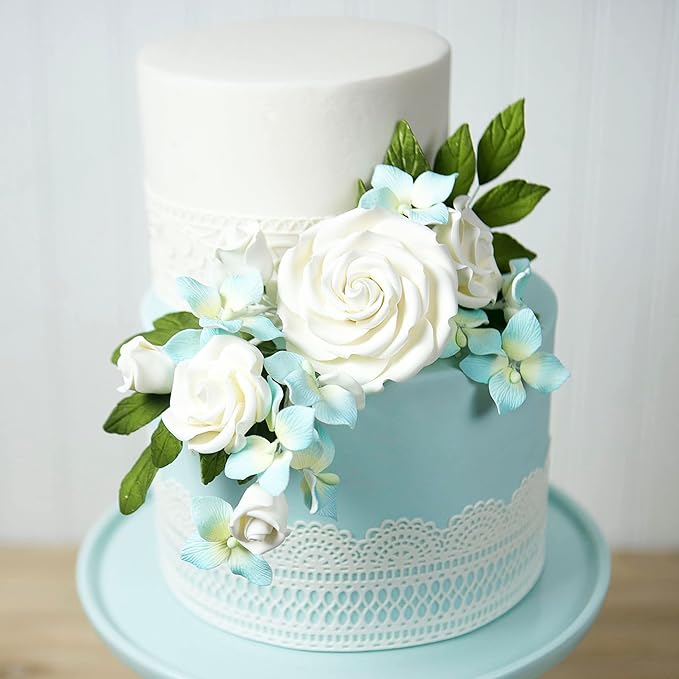 Global Sugar Art Rebecca Rose Sugar Cake Flowers, White 1 Inch with Wire, 8 Count by Chef Alan Tetreault