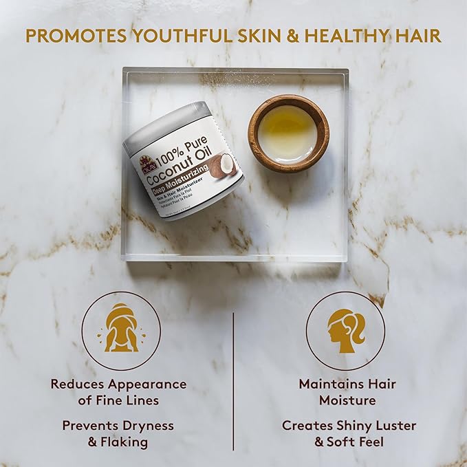 Okay 100% Pure Coconut Oil for Hair & Skin - Coconut Oil for Women & Men, Perfect for Body & Face, Natural Massage Oil & Moisturizer - 6 Fl Oz Jar (Pack of 2)