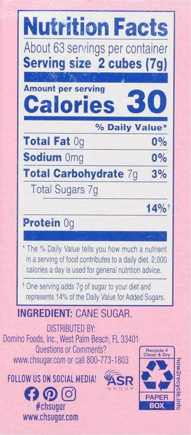 C&H Premium Pure Cane Sugar Cubes, 1 lb Boxes (Pack of 3) - Perfect for Coffee, Tea, Portion Control - Includes Bonus Recipe Card