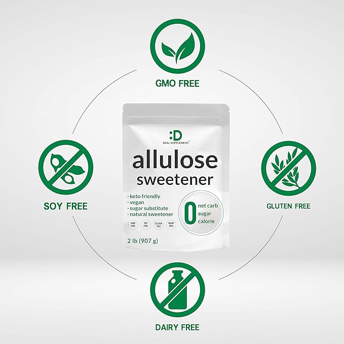 Allulose Sweetener 2 Pounds ??Natural Sugar Subsitutes, No Aftertaste - Keto Friendly, Vegan, Zero Net Carb, Zero Calorie, Great for Cooking & Baking