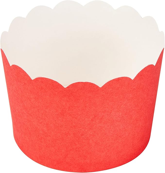 Panificio 10 Ounce Cupcake Wrappers, 200 Scalloped Baking Cups - Oven-Ready, Greaseproof, Red Paper Cupcake Liners, Disposable, For Birthdays, Baby Showers, Or Weddings - Restaurantware