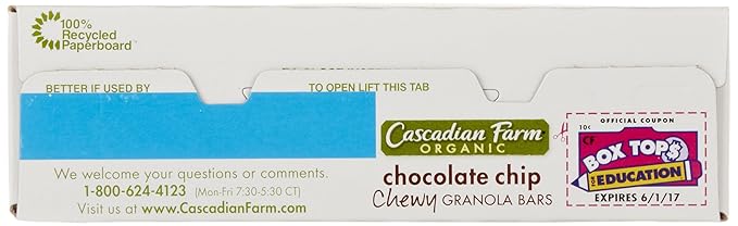 Cascadian Farm Organic Chocolate Chip Chewy Granola Bars, 6 Bars, 7.4 oz