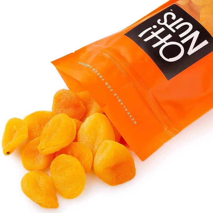 Oh! Nuts Dried Apricots Turkish - 1 lb - Dried Fruit - No Sugar Added - Dehydrated Fruit Bites - Packed in New York Zip-Seal Bag for Exceptional Freshness