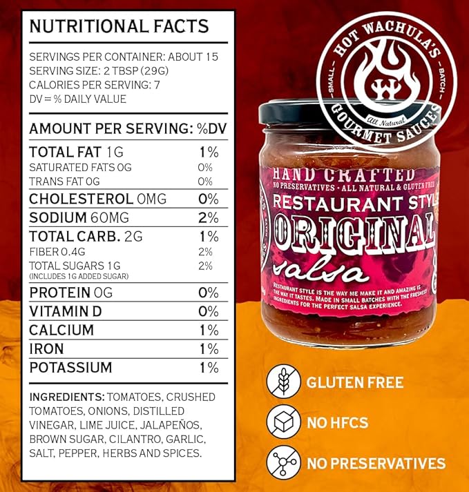 Hot Wachula?셲 Restaurant Style Salsa | Medium | Hand Crafted Small Batch Salsa | Made with Fresh All Natural Ingredients | Gluten Free | No Sugar Added | Low Sodium