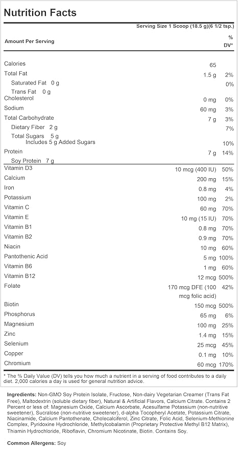 ANDREW LESSMAN Secure Soy Complete Meal Replacement - Piña Colada 30 Servings - Only 65 Calories