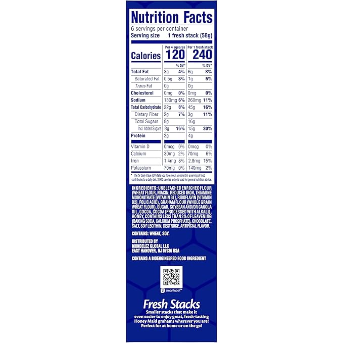 HONEY MAID Fresh Stacks Chocolate Graham Crackers, Bulk Travel Snacks, 6 Boxes (36 Multi Snack Packs)